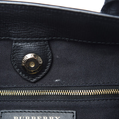 Burberry Grainy Calfskin House Check Medium Banner Tote Black 10 of 17
