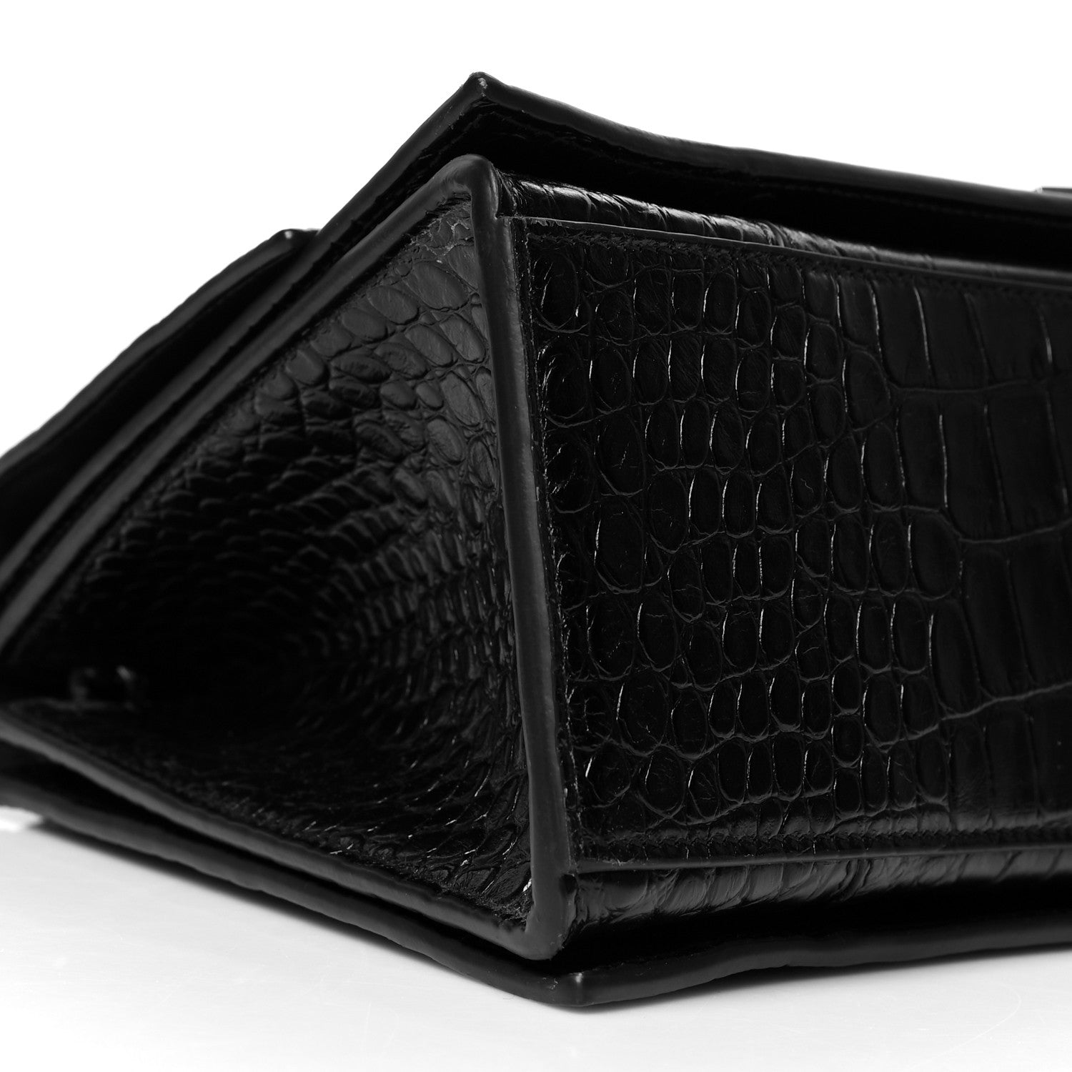 Balenciaga Extra Supple Calfskin Crocodile Embossed Medium Crush Chain Bag Black 9 of 11