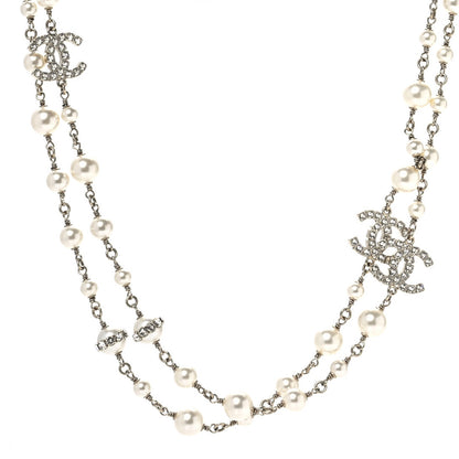 Chanel Crystal Pearl CC Long Necklace Gold 1 of 6