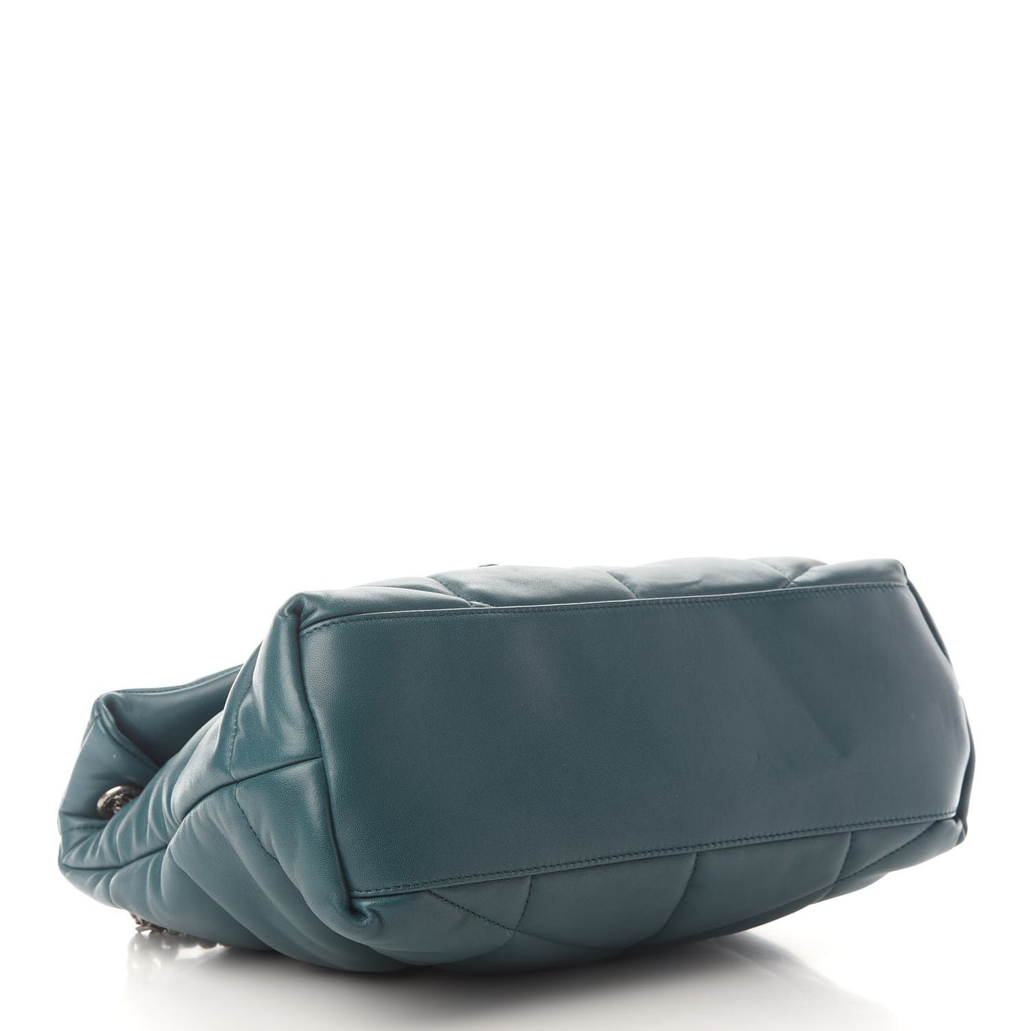 Lambskin Quilted Medium Loulou Puffer Monogram Chain Satchel Vert Canard