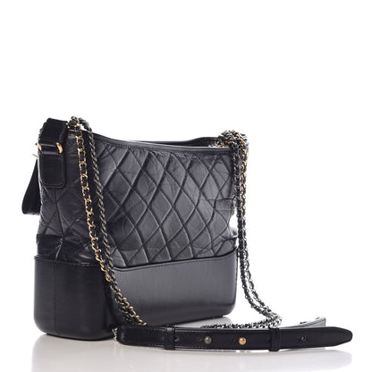 Chanel Aged Calfskin Quilted Medium Gabrielle Hobo Dark Navy Blue 3 of 7