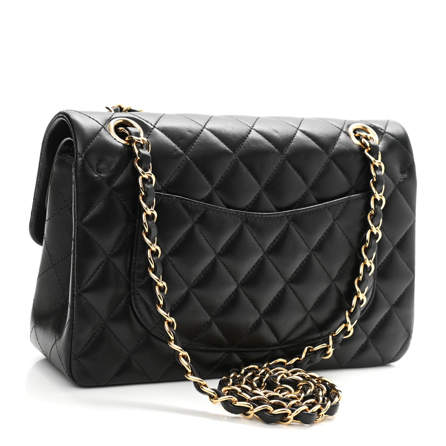 Lambskin Quilted Small Double Flap Black