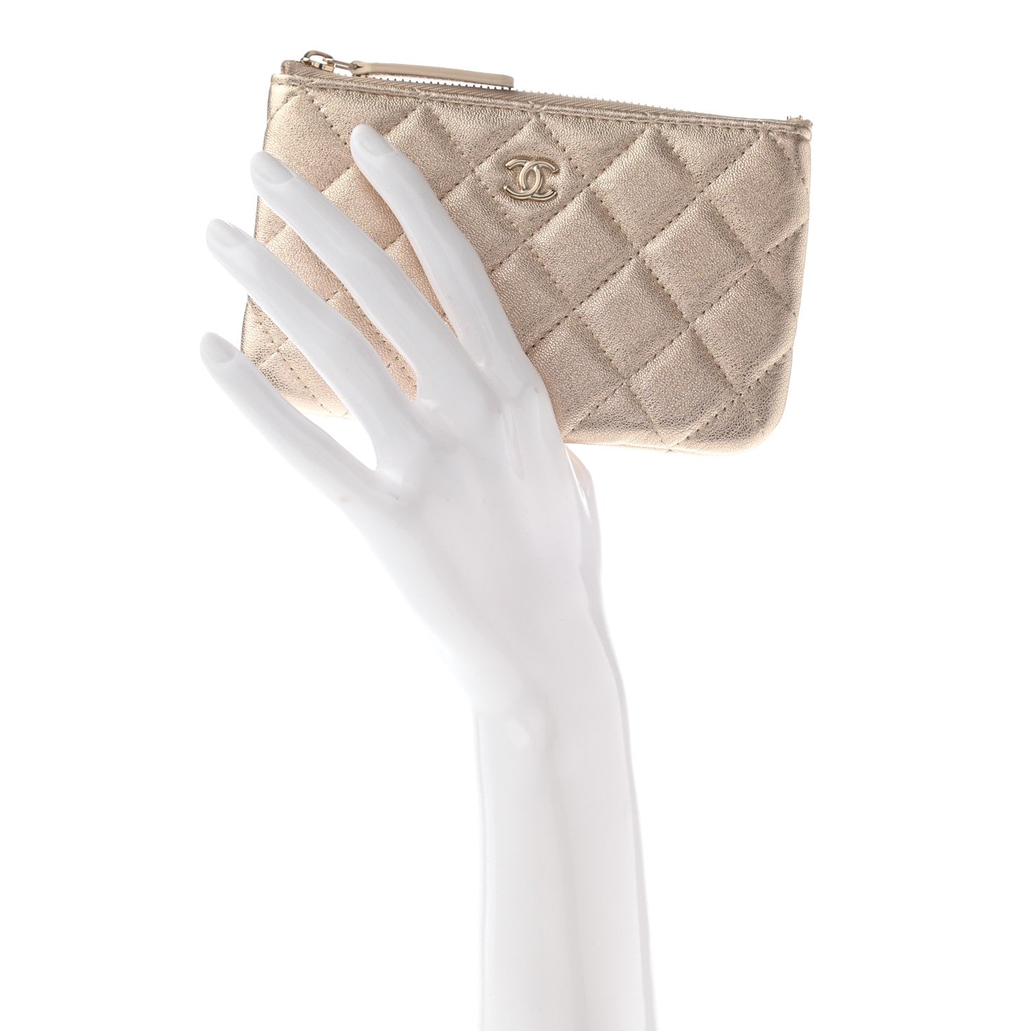 Chanel Metallic Lambskin Quilted Small Cosmetic Case Gold 2 of 7