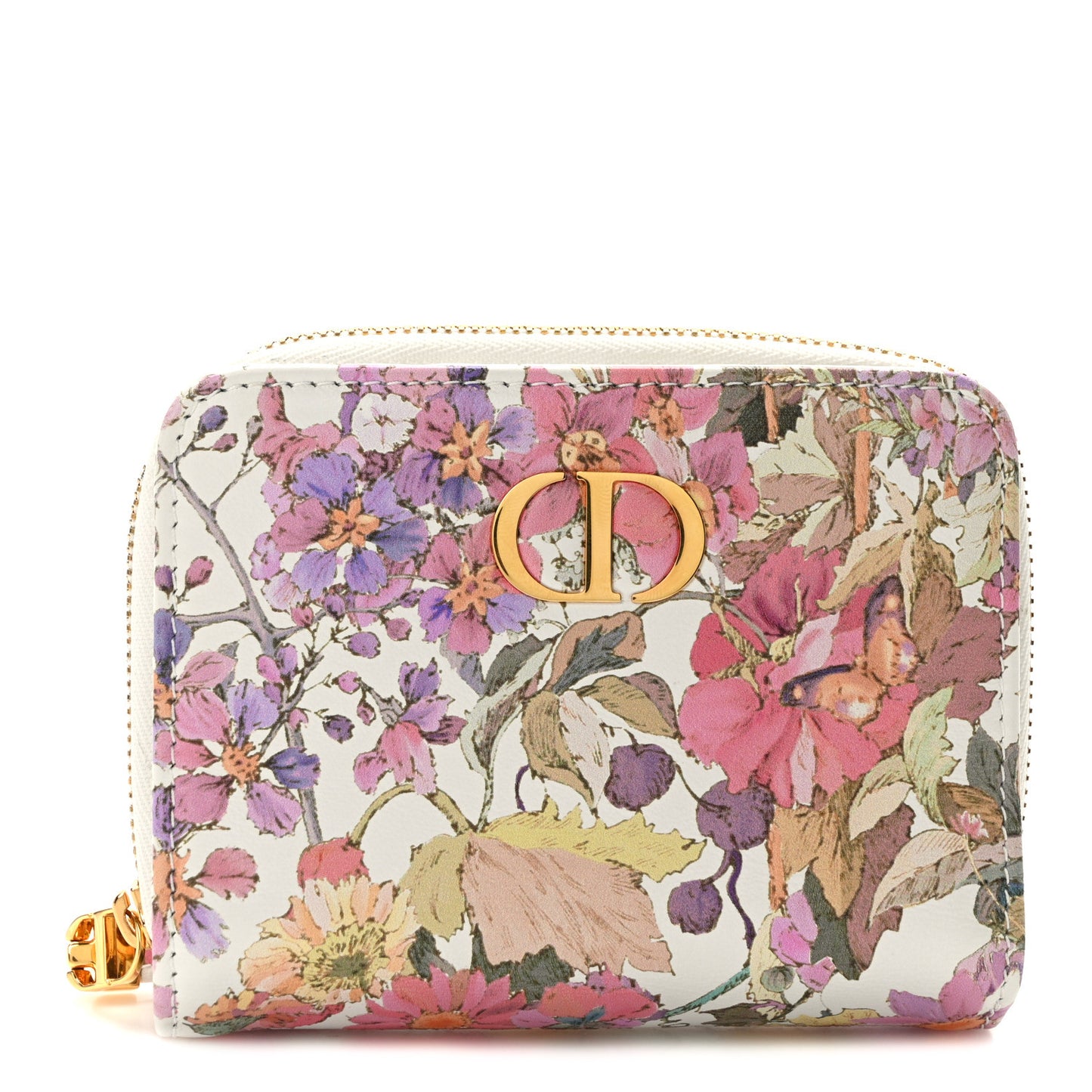 Calfskin Caro Freesia Zipped Wallet White Multicolor