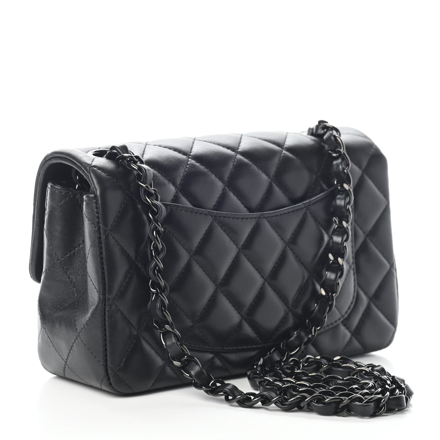 Lambskin Quilted Mini Rectangular Flap So Black