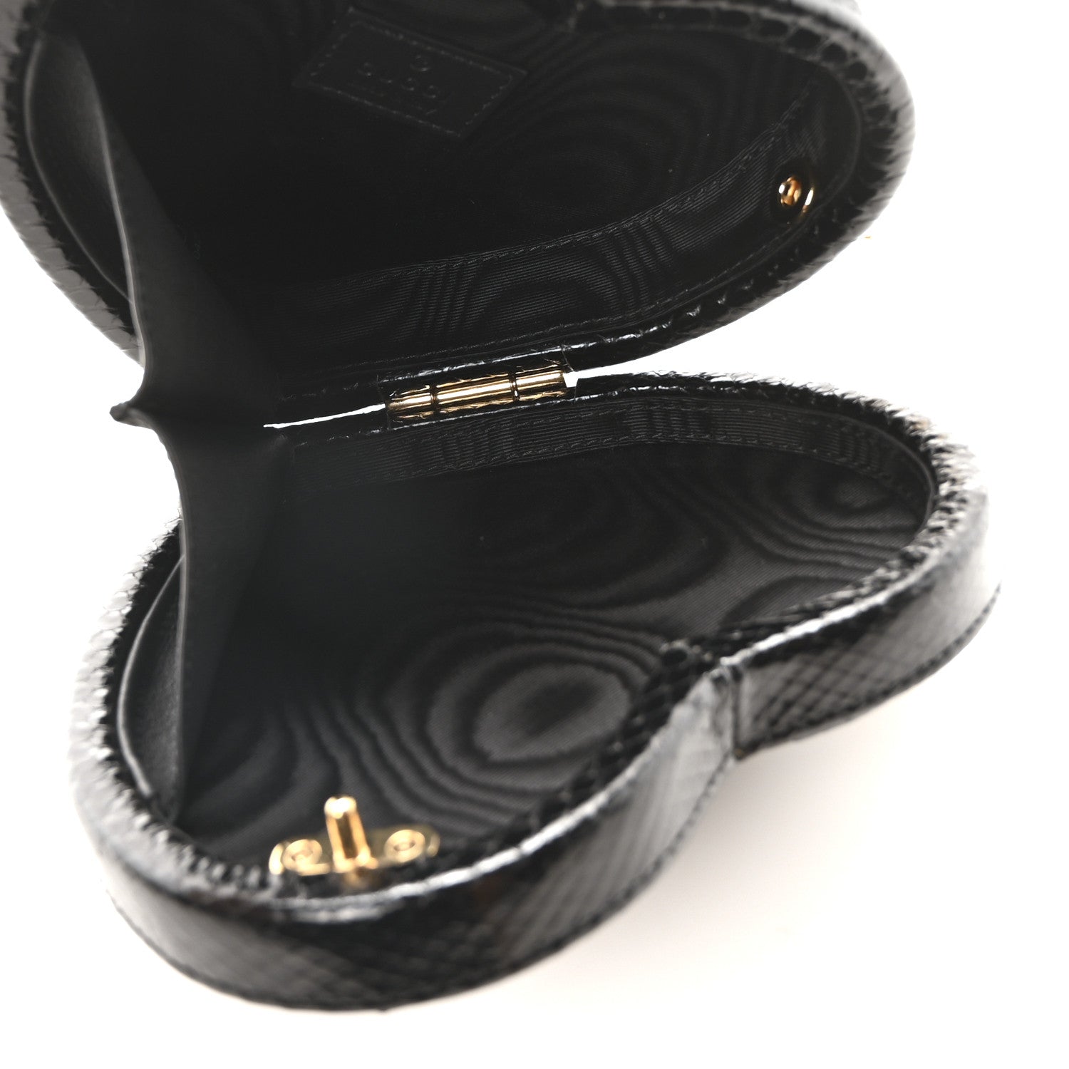 Gucci Snakeskin Broadway Ring Top Handle Bag Black 5 of 12