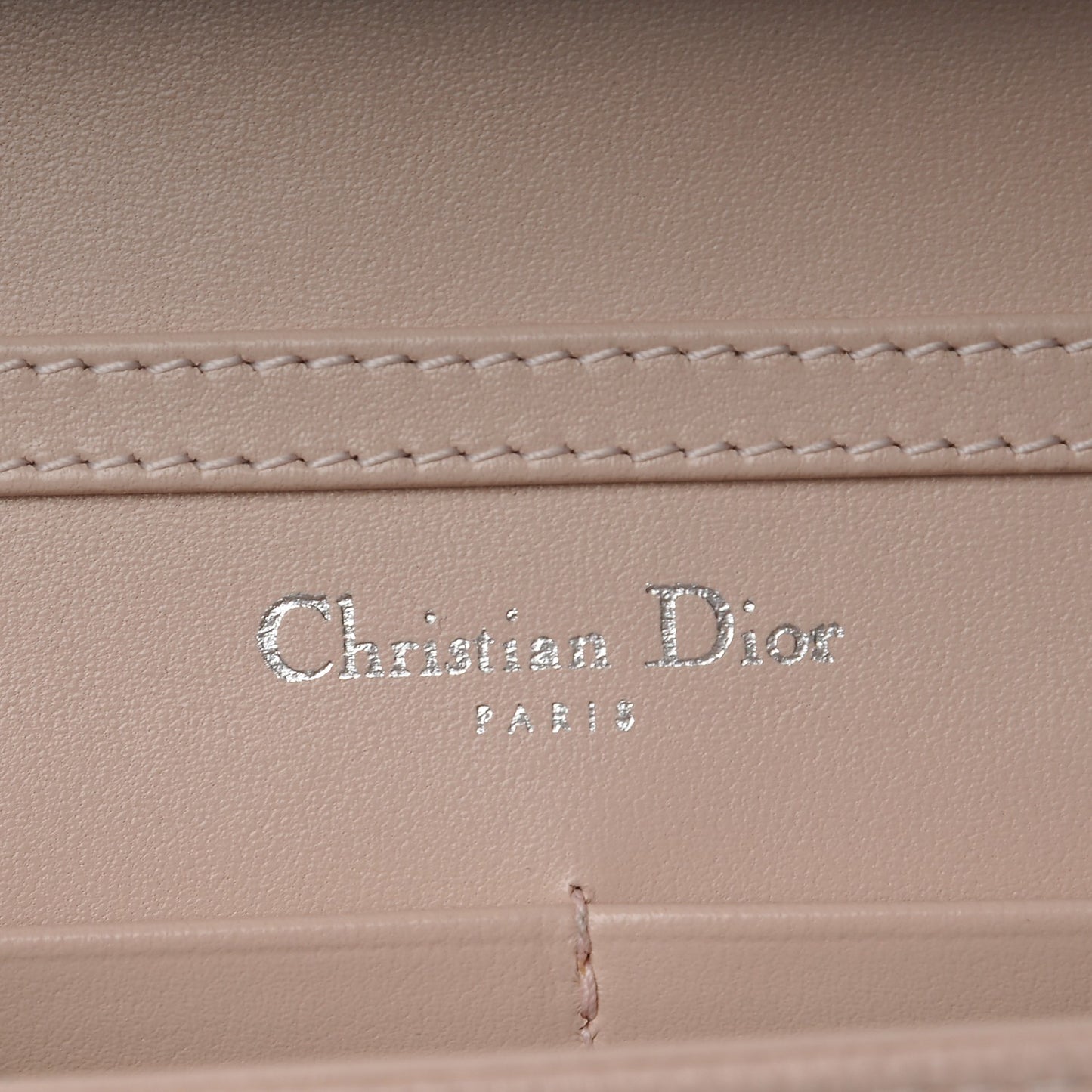 Grained Calfskin Diorama Wallet on Chain Pouch Rose Poudre