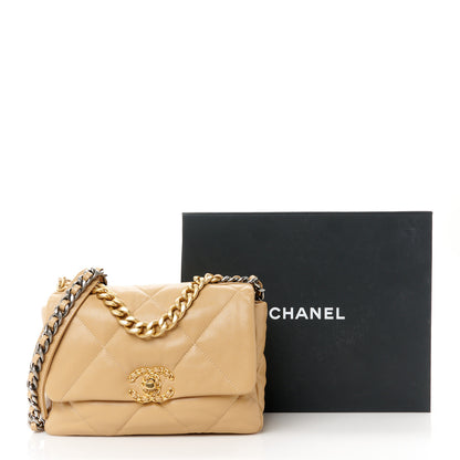 Chanel Lambskin Quilted Medium Chanel 19 Flap Beige 11 of 11