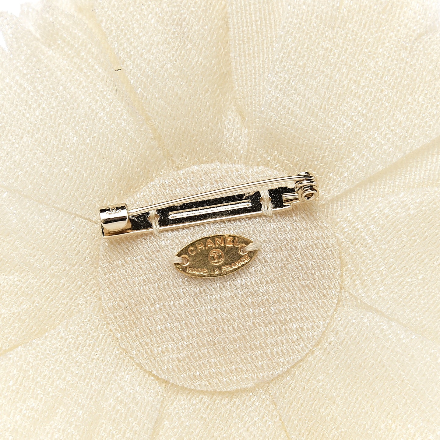 Camellia Poppy Flower Brooch Beige