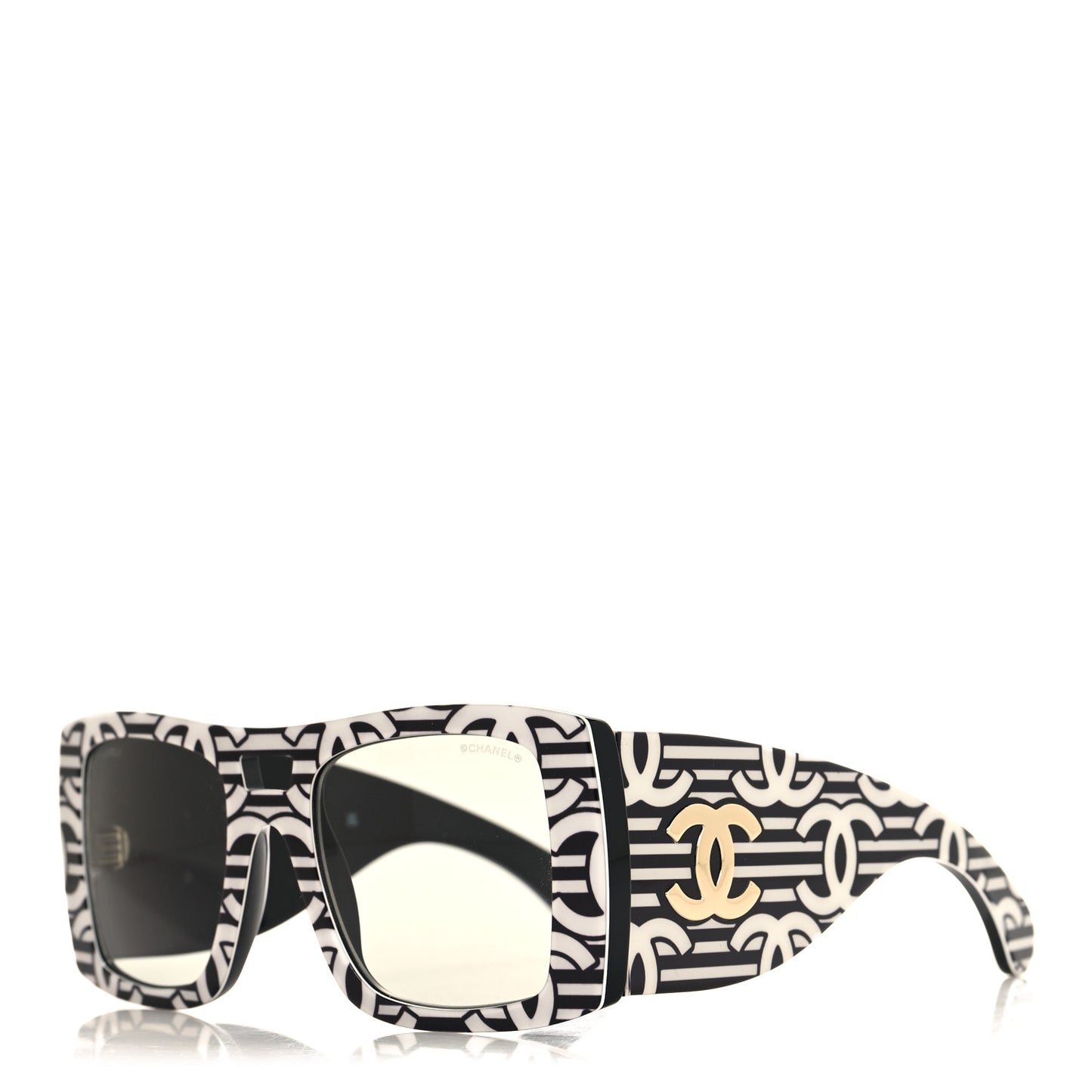 Acetate CC Logo Square Sunglasses 71628 Black White