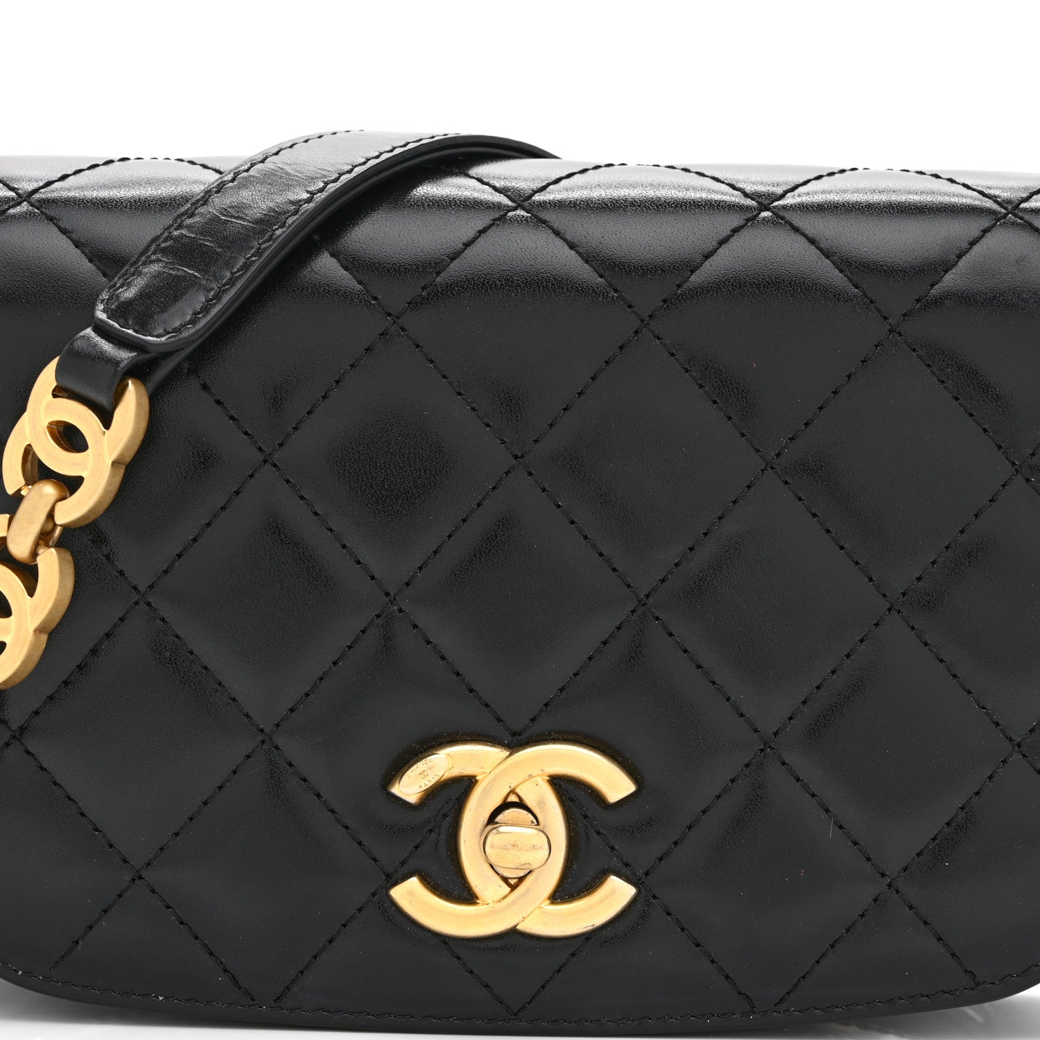 Chanel Shiny Calfskin Quilted Suede Goatskin Messenger Black 7 of 9