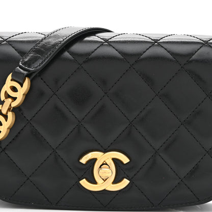 Chanel Shiny Calfskin Quilted Suede Goatskin Messenger Black 7 of 9