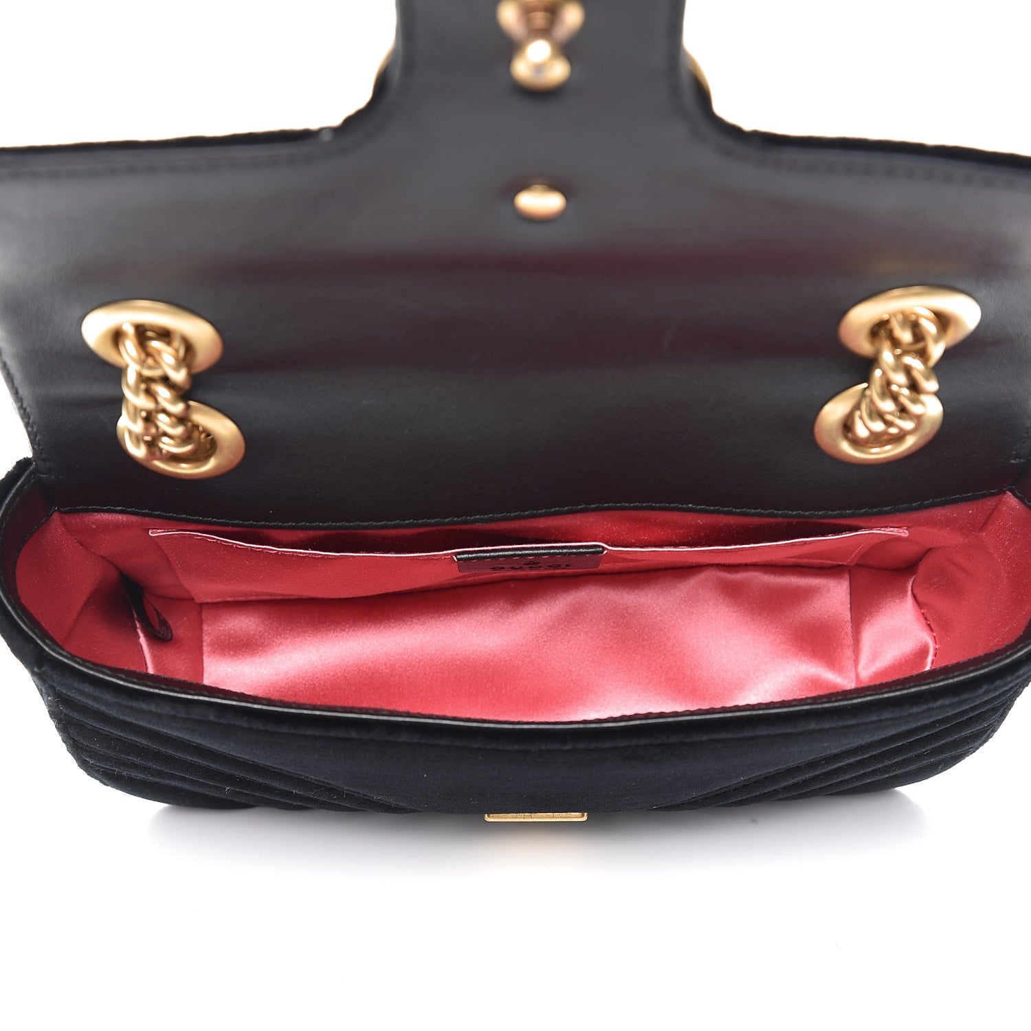 Gucci Velvet Matelasse Mini GG Marmont Shoulder Bag Black 6 of 7