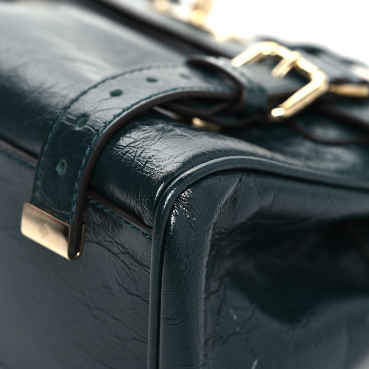 Crinkled Calfskin Mini Alexa Mulberry Green