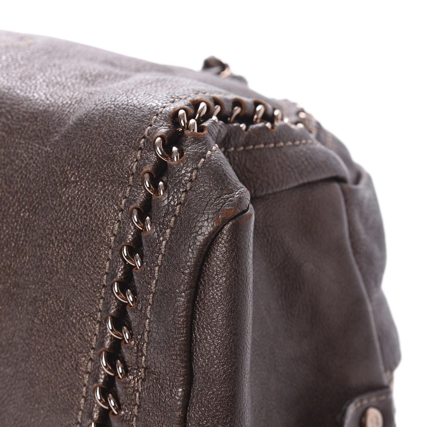 Goatskin Medium Luxe Ligne Bowler Brown