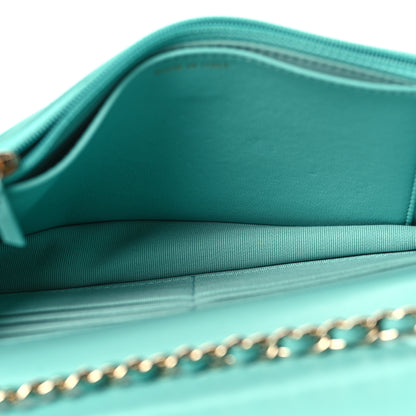Chanel Lambskin Quilted Trendy CC Wallet On Chain WOC Turquoise 5 of 13