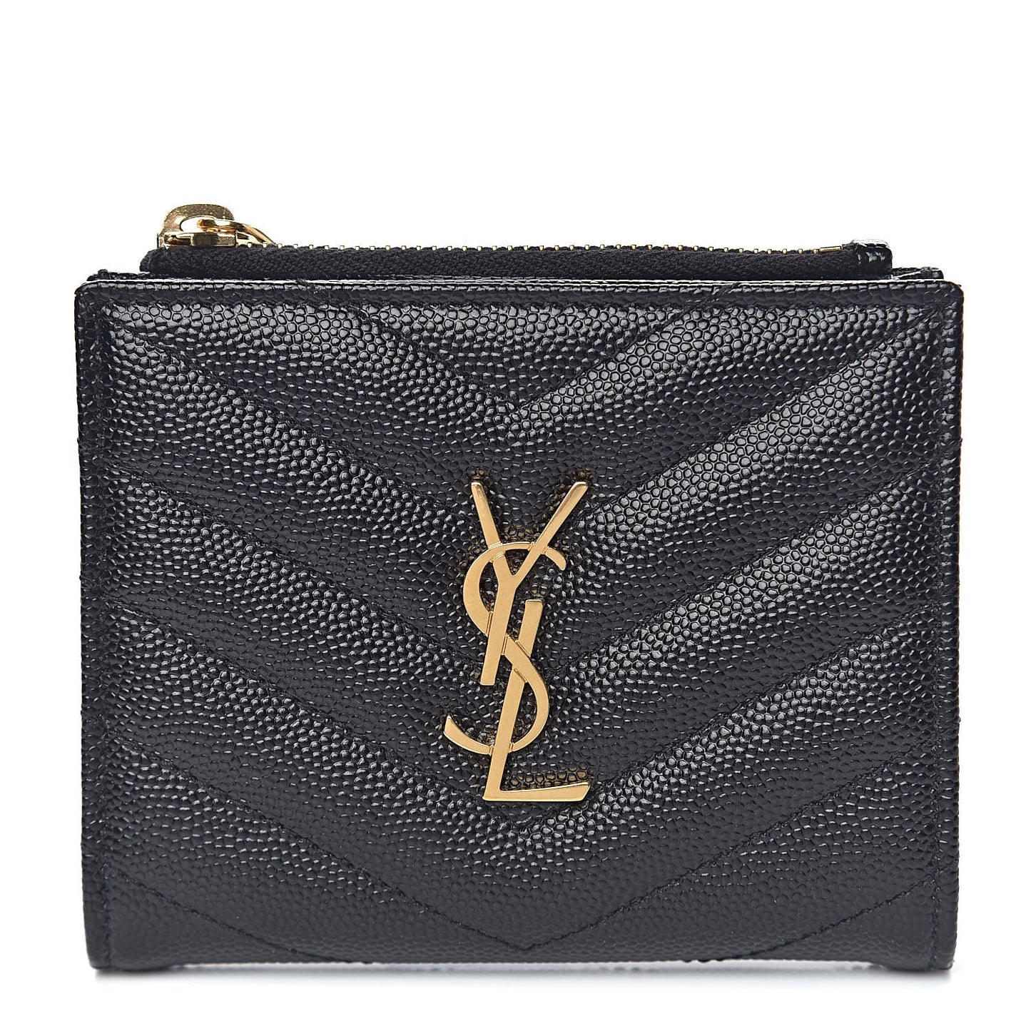 Grain De Poudre Matelasse Chevron Monogram Zipped Card Case Black
