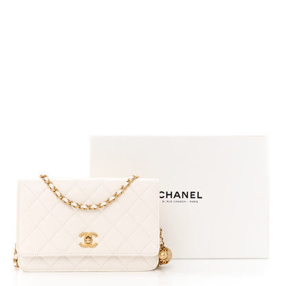 Chanel Lambskin Quilted CC Pearl Crush Wallet on Chain WOC White 12 of 12