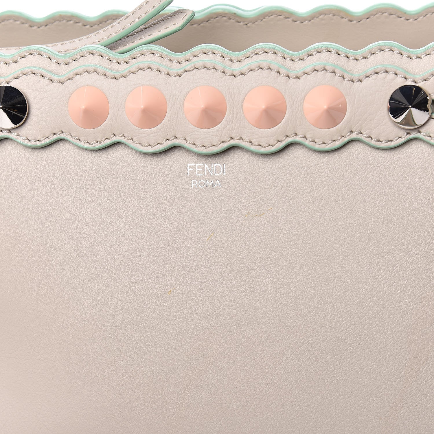 Fendi Vitello Dolce Scalloped Studded Medium By The Way Boston Bag Latte 10 of 18