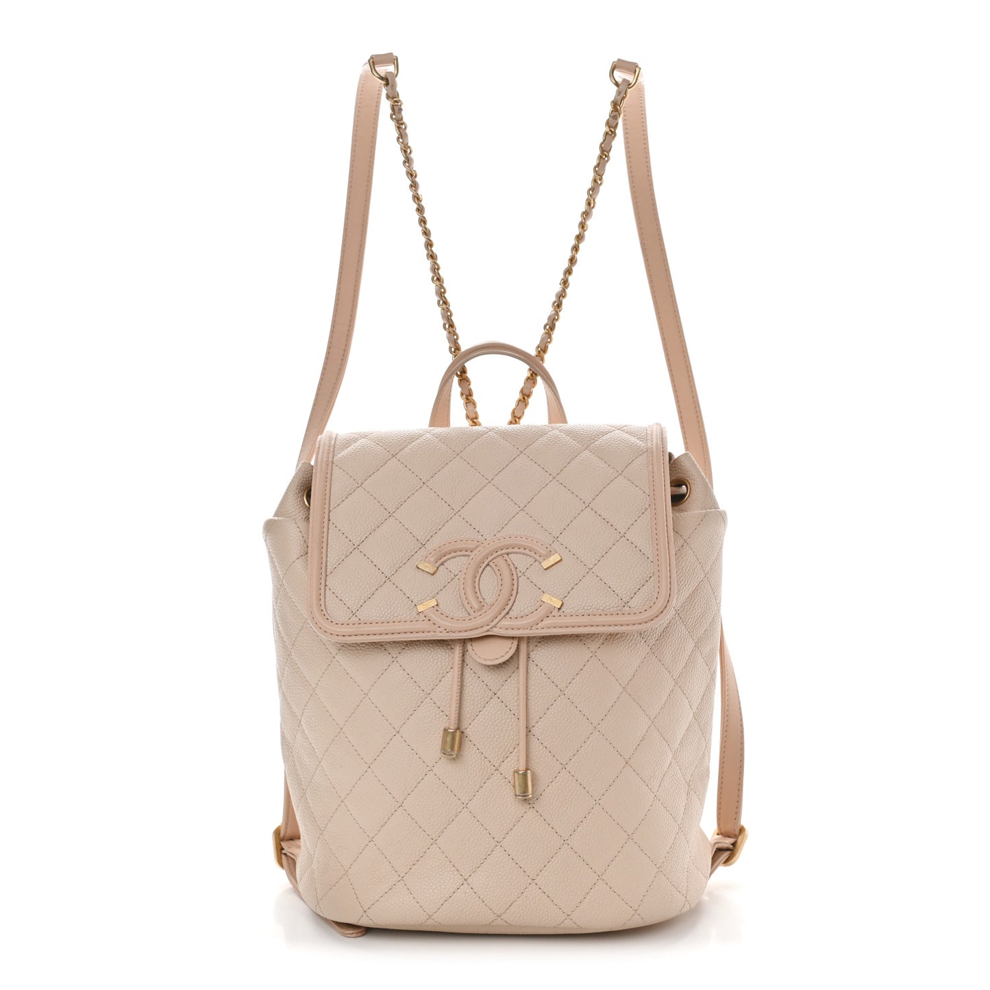 Caviar Quilted Filigree Backpack Beige