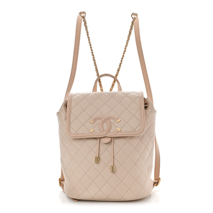 Chanel Caviar Quilted Filigree Backpack Beige 1 of 9