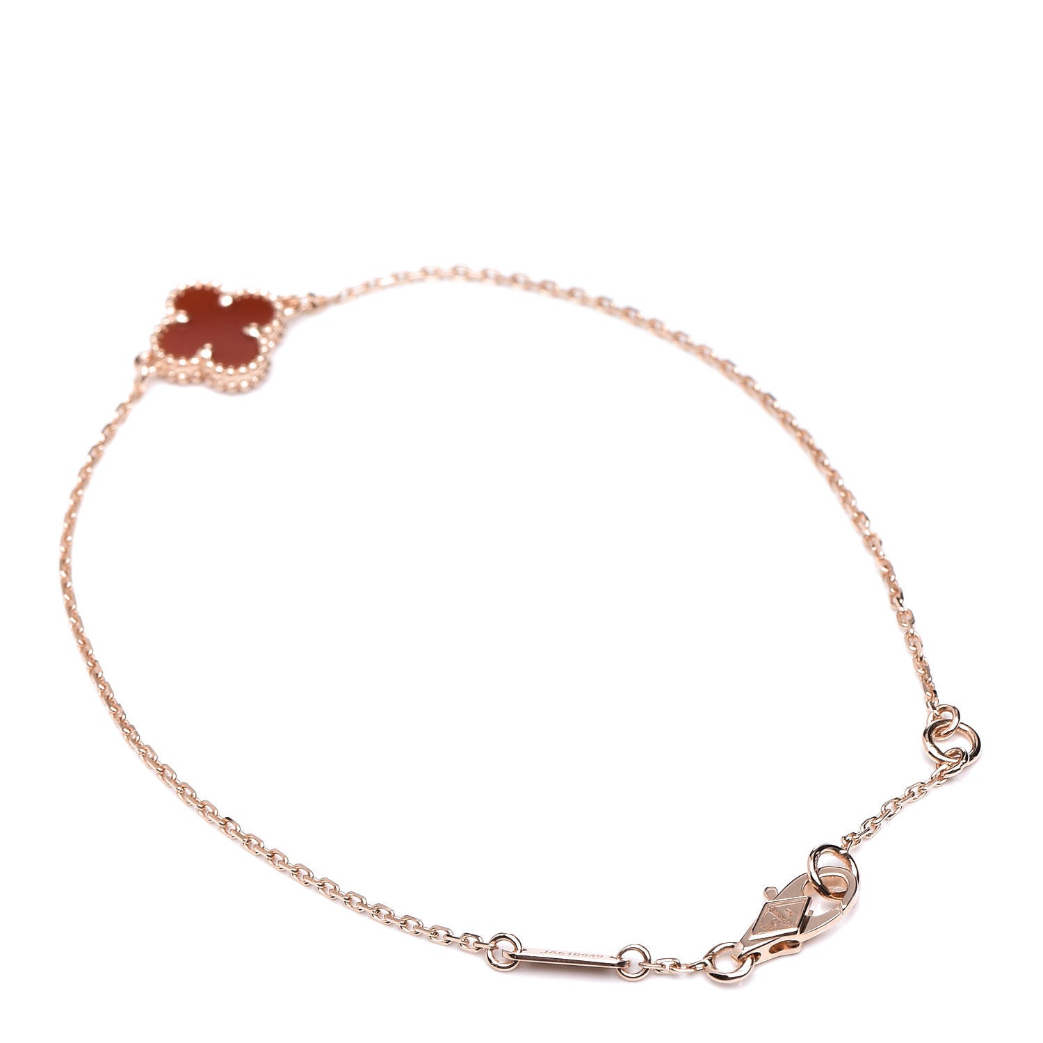 Van Cleef & Arpels 18K Rose Gold Carnelian Sweet Alhambra Bracelet 3 of 7
