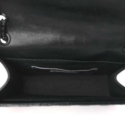 Saint Laurent Grain De Poudre Textured Mixed Matelasse Triquilt Medium Monogram Monochrome Satchel Black 5 of 9