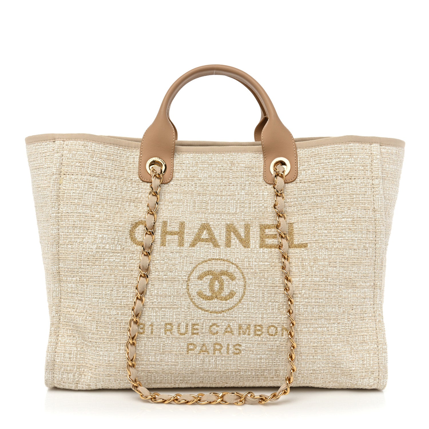 Chanel Mixed Fibers Calfskin Medium Deauville Tote Light Beige 1 of 19