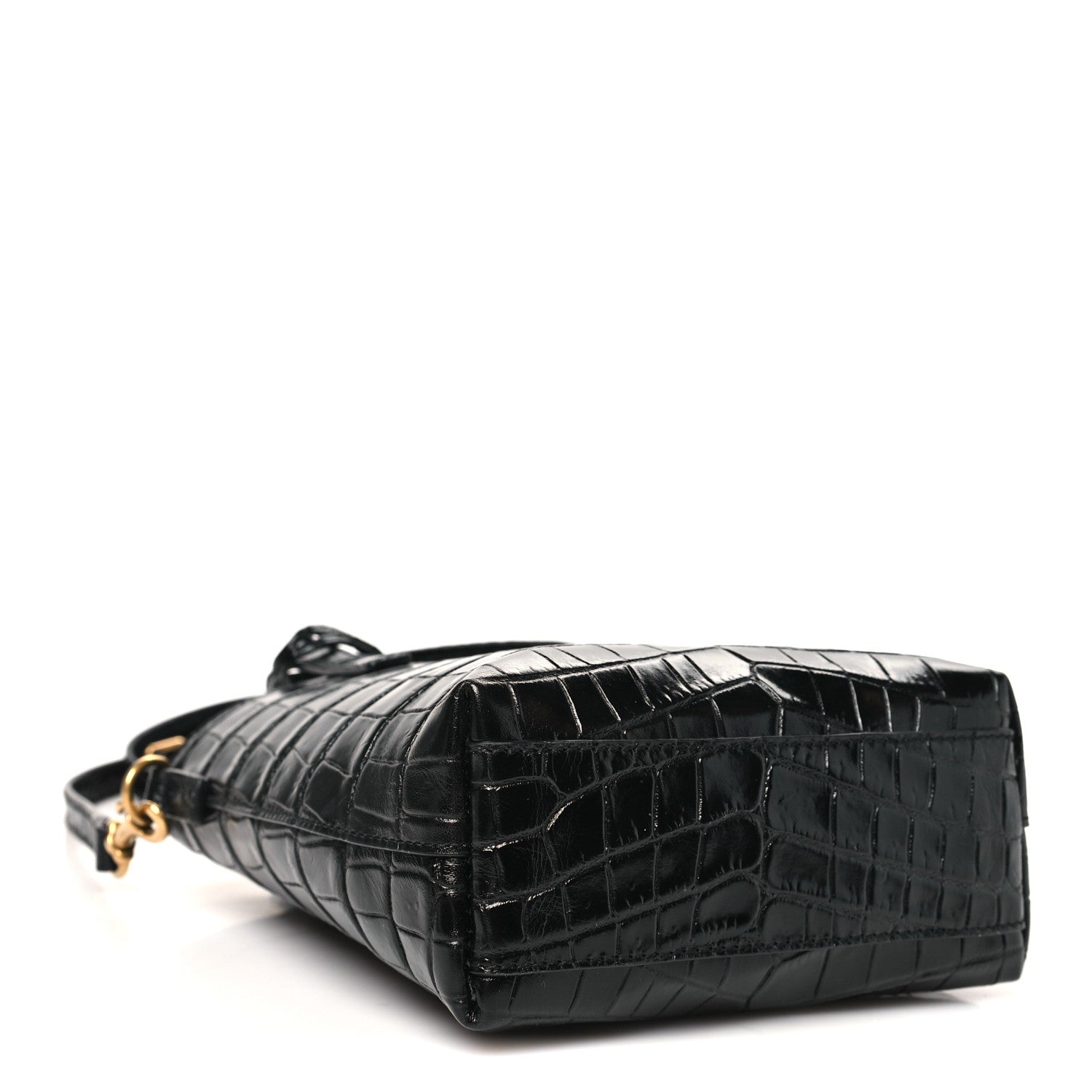 Saint Laurent Calfskin Crocodile Embossed Paris Mini Toy Shopper Tote Black 4 of 12