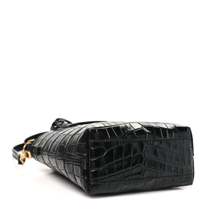 Saint Laurent Calfskin Crocodile Embossed Paris Mini Toy Shopper Tote Black 4 of 12