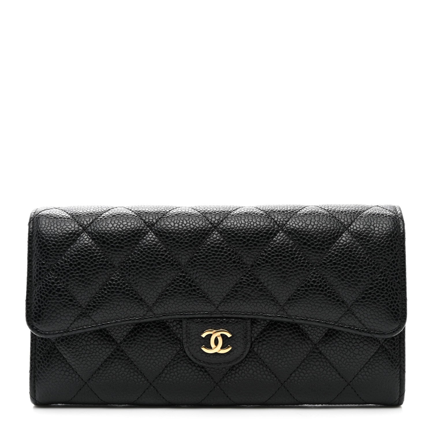 Chanel Caviar Quilted Large Gusset Flap Wallet Black 1 of 9