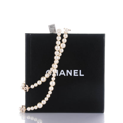 Chanel Graduated Pearl Crystal CC Long Necklace White 6 of 6