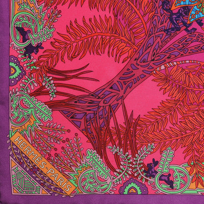 Hermes Silk Maitres de la Foret Scarf 90 Rose Indien Vert Bleu 3 of 5
