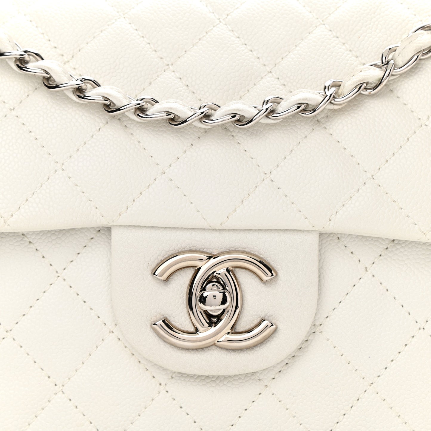 Caviar Quilted Maxi Single Flap White