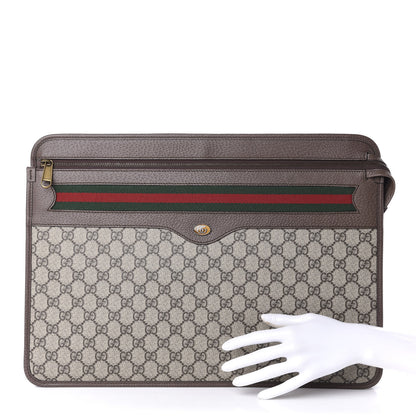 Gucci GG Supreme Monogram Textured Calfskin Web Ophidia Documents Holder Beige Ebony New Acero 2 of 9