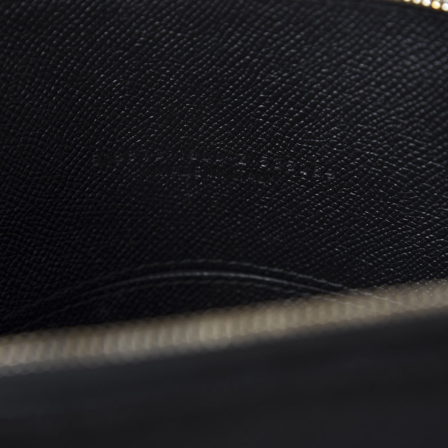 Signature Grained Calfskin Logo S Ville Top Handle Bag Black