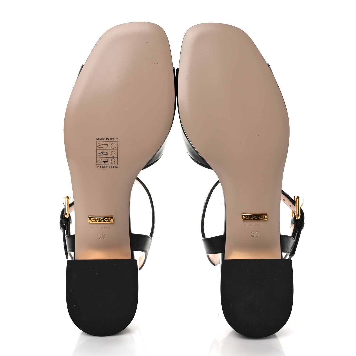 Gucci Nappa Charlotte Horsebit Block Heel 45mm Sandals 39 Black 5 of 8
