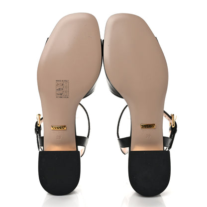 Gucci Nappa Charlotte Horsebit Block Heel 45mm Sandals 39 Black 5 of 8