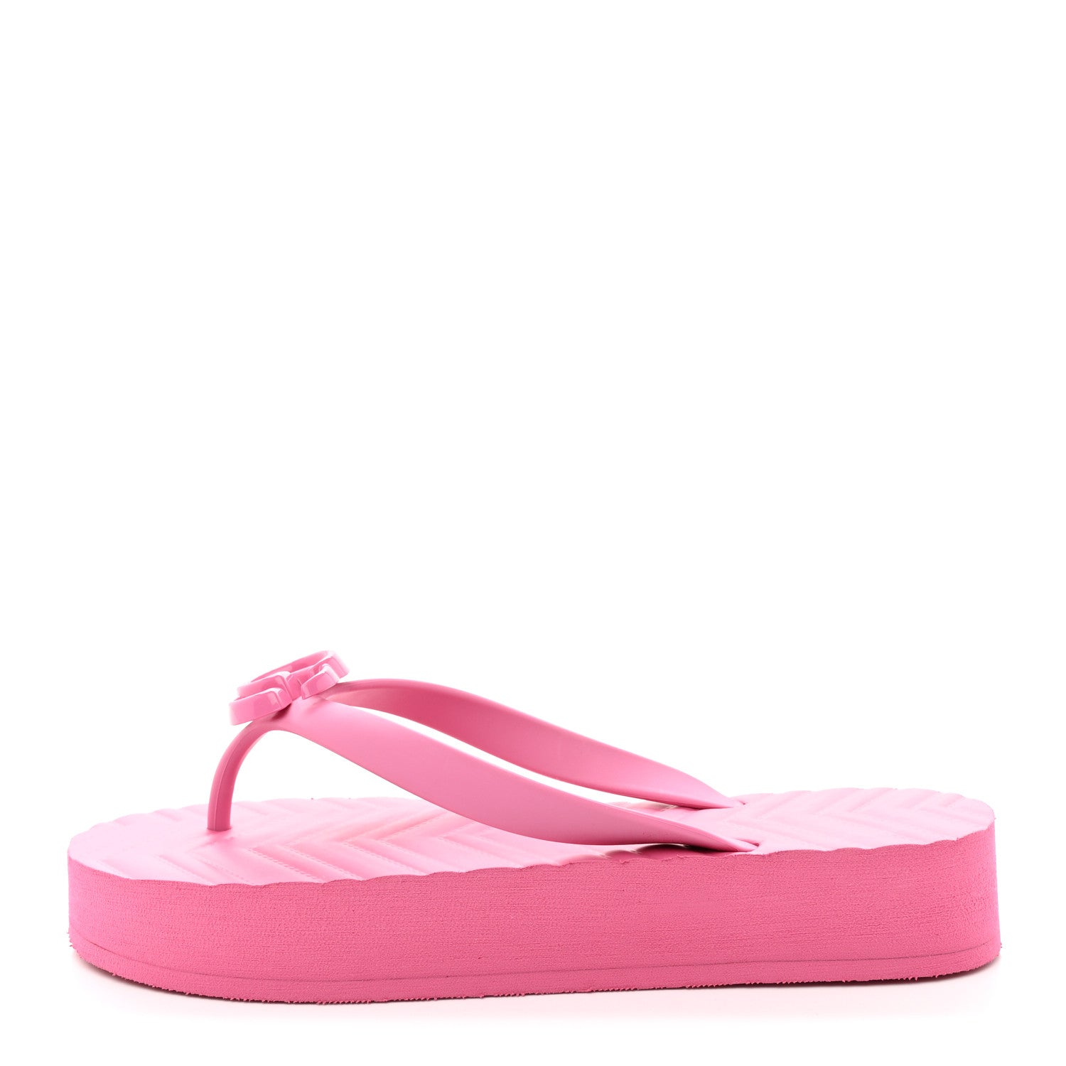 Gucci Rubber Chevron Womens GG Thong Sandals 36 Pink Tropical Flower 1 of 10