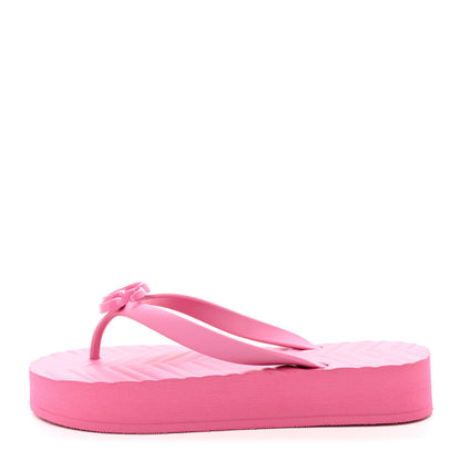 Gucci Rubber Chevron Womens GG Thong Sandals 36 Pink Tropical Flower 1 of 10