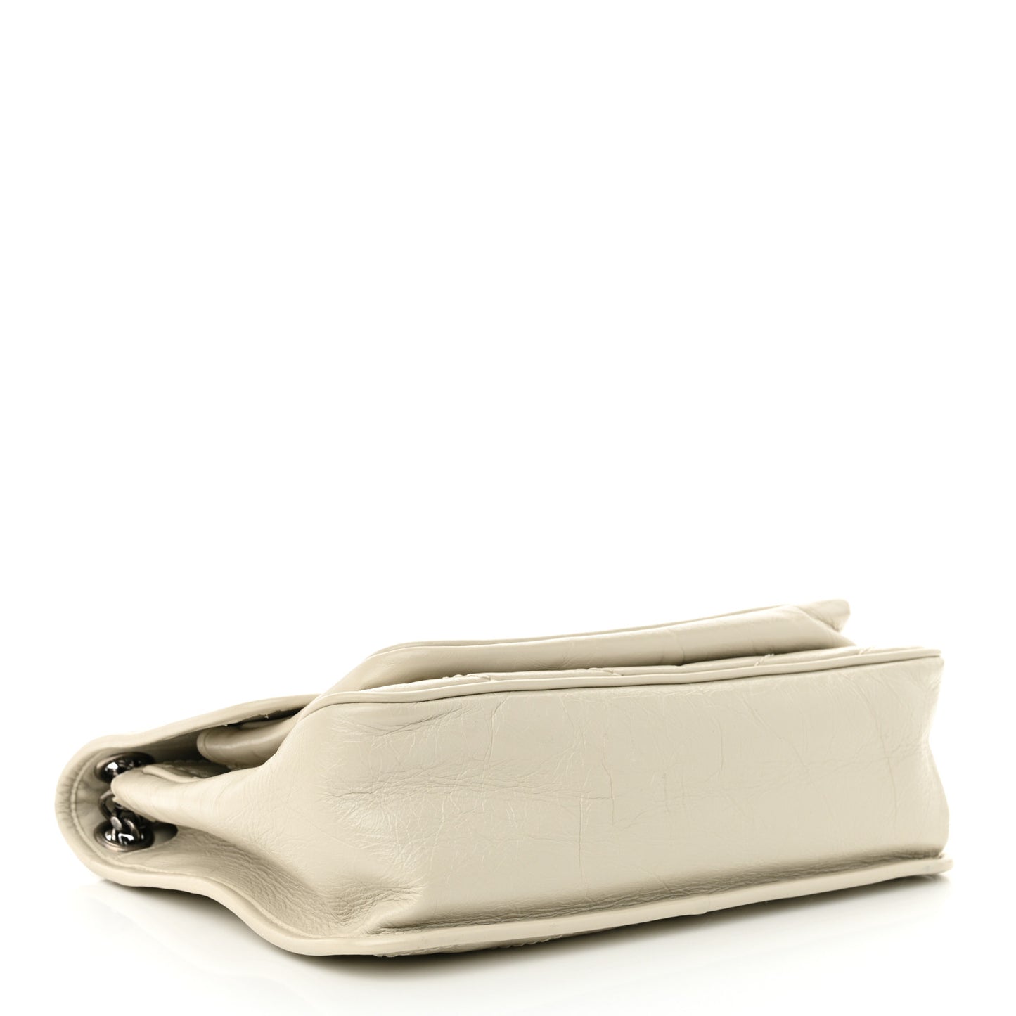 Crinkled Calfskin Matelasse Monogram Medium Niki Chain Satchel Crema Soft