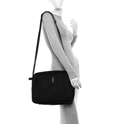 Saint Laurent Suede Flat Messenger Bag Black 2 of 15