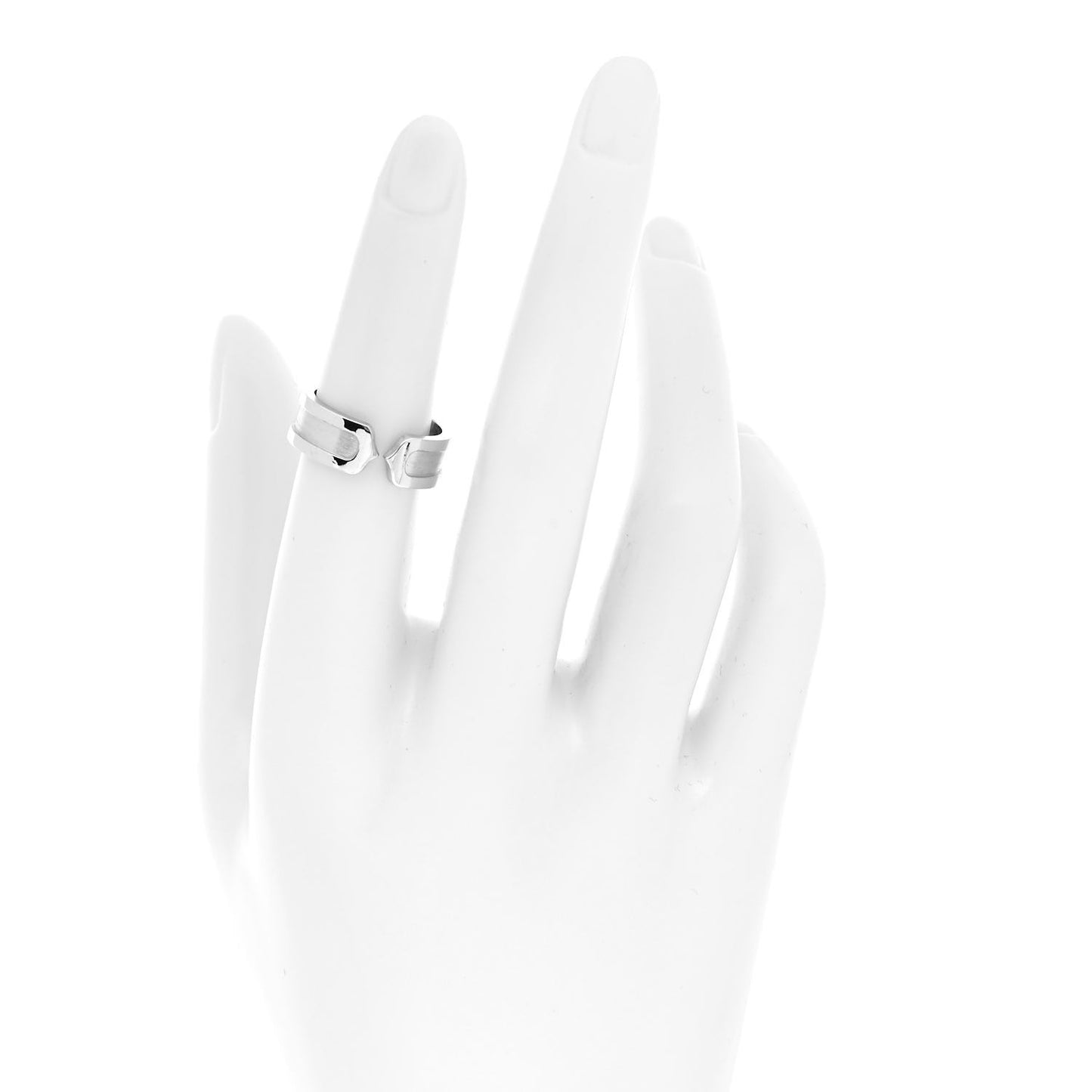 18K White Gold 6.5mm C De Cartier Ring 51 5.75