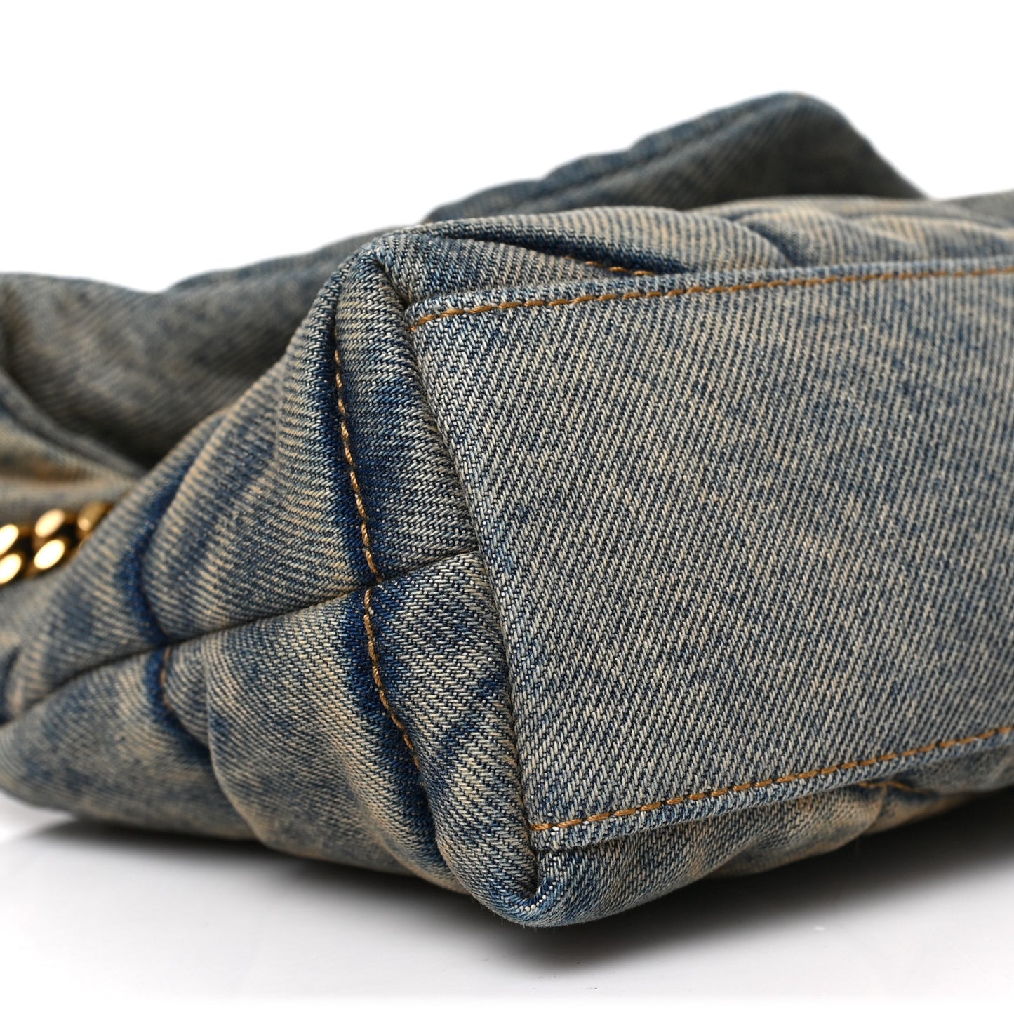 Denim Quilted Toy Loulou Puffer Monogram Chain Satchel Blue Cinnamon