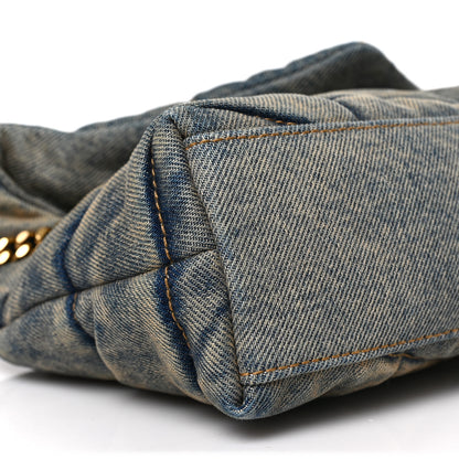 Saint Laurent Denim Quilted Toy Loulou Puffer Monogram Chain Satchel Blue Cinnamon 7 of 9