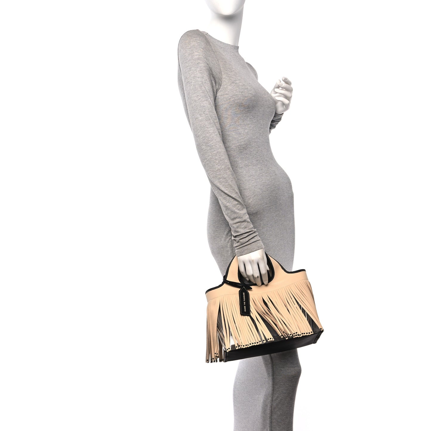 X BAILEYS PVC Calfskin Fringe Mini Market Tote Irish Cream