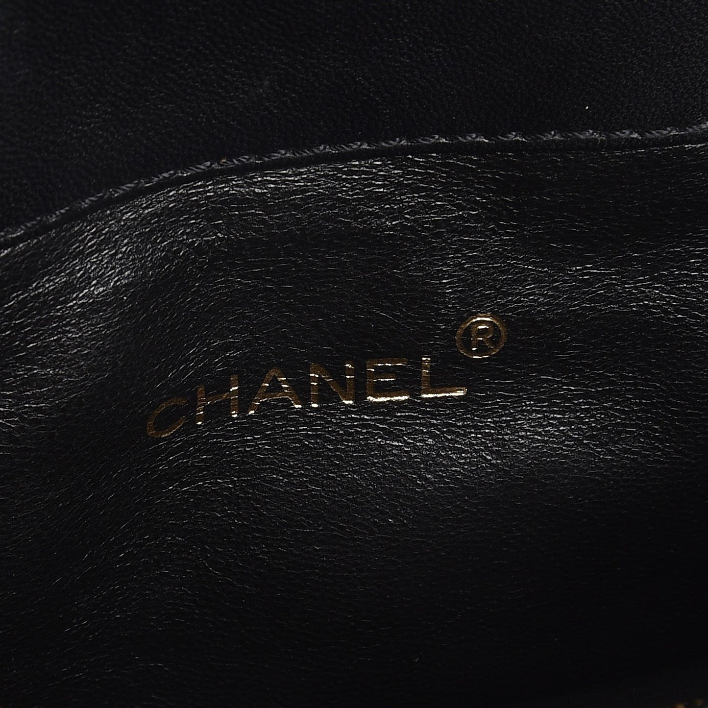 CHANE Lambskin Stitched Shoulder Bag Black