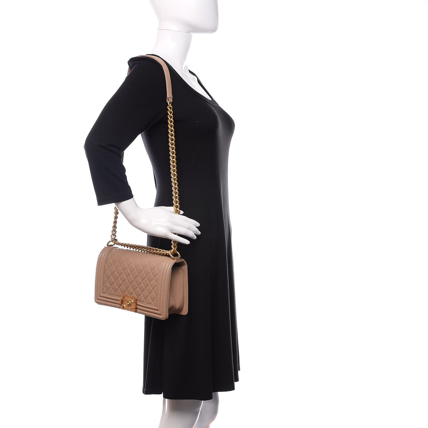 Chanel Caviar Quilted Medium Boy Flap Dark Beige 2 of 11