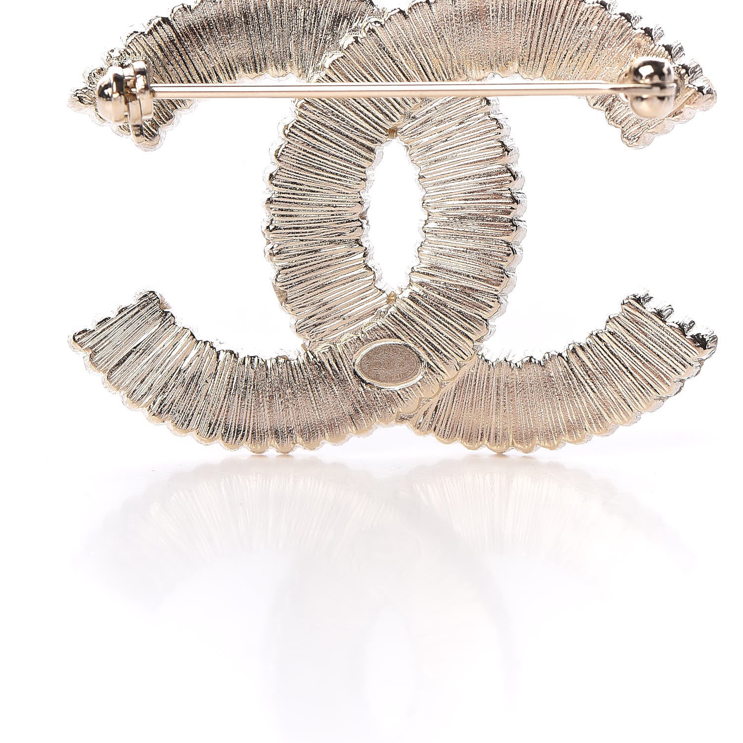 Chanel Pearl Crystal Lace Camellia CC Brooch Gold 426508