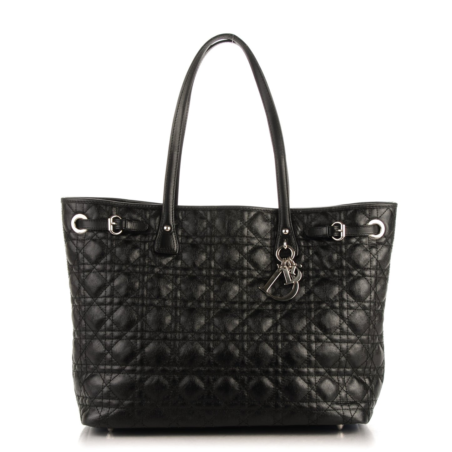 Coated Canvas Cannage Medium Panarea Tote Black